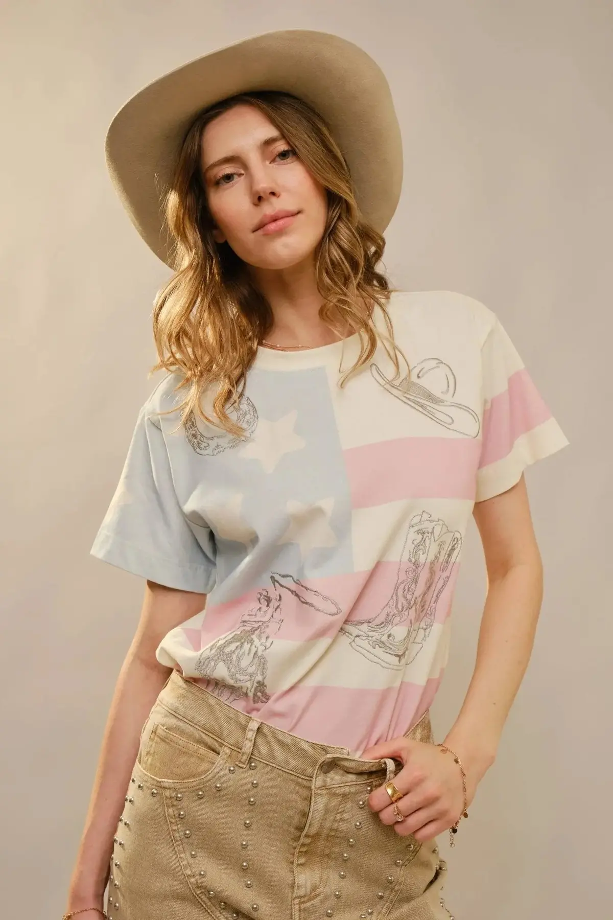 American Cowgirl Embroidered Crewneck Top 2