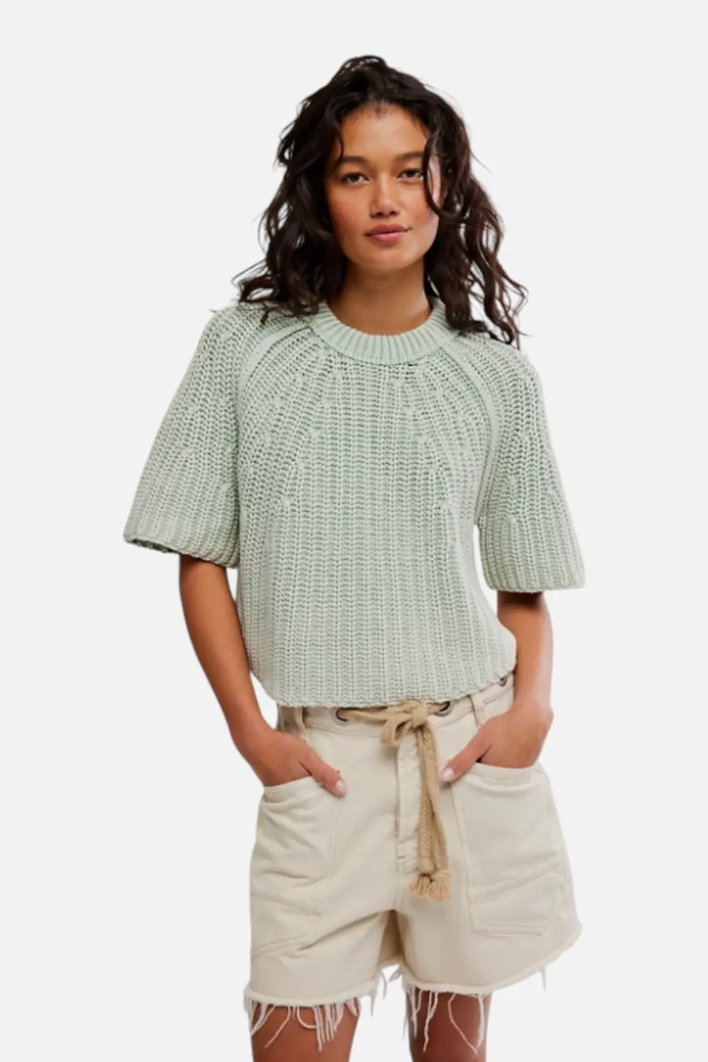 Free People Women's Amy Sweater Tee In Cameo Green 1