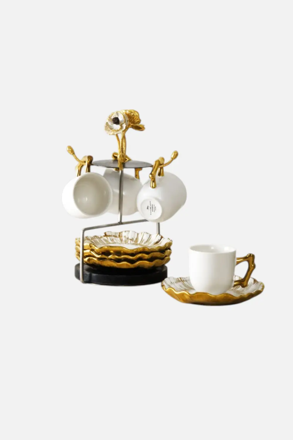 Michael Aram Anemone Demitasse Set & Stand 1