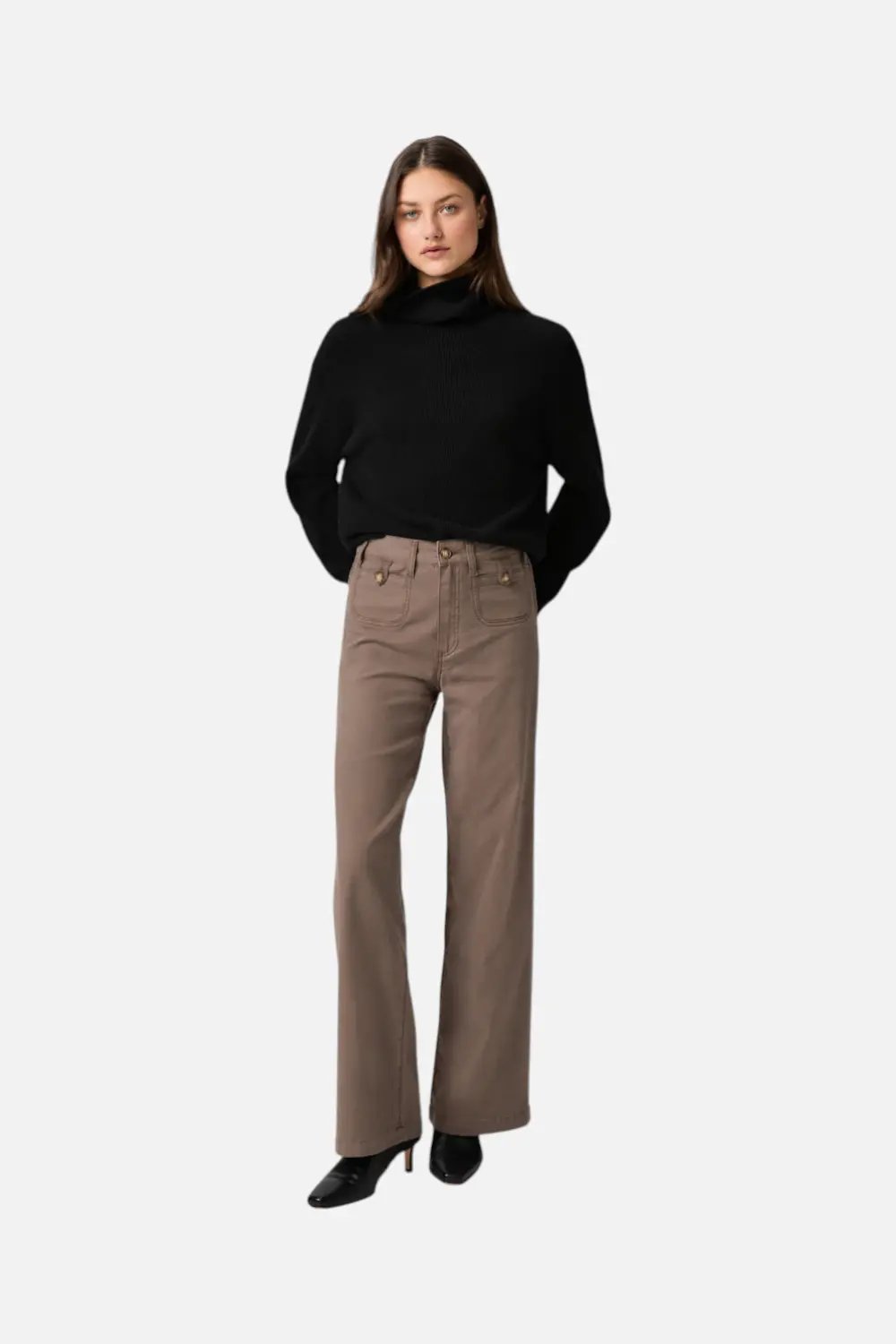 Paige Women's Anessa 31" Wide Leg Jean In Vintage Mushroom 1