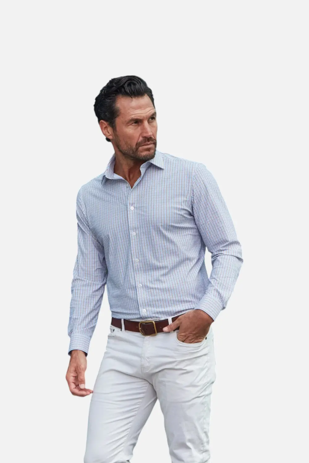 Collars & Co Apex Dress Shirt In Tan And Blue Tattersall 1