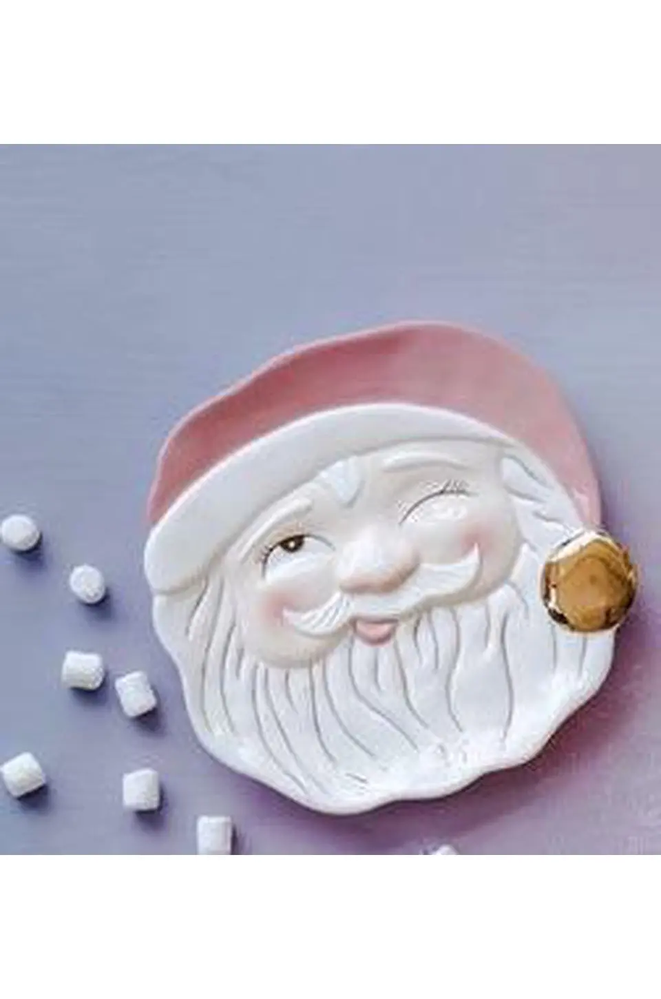 Holiday Papa Noel Santa Cookie Plate In Pink Winking 1