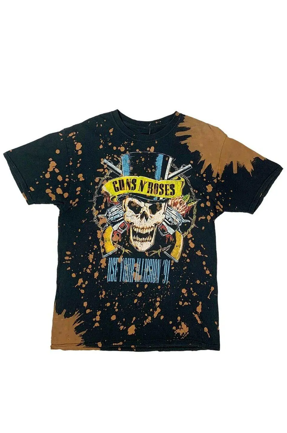 Guns N Roses "Use Your Illusion" 1991 Tour Vintage Tee In Bleached Black 1