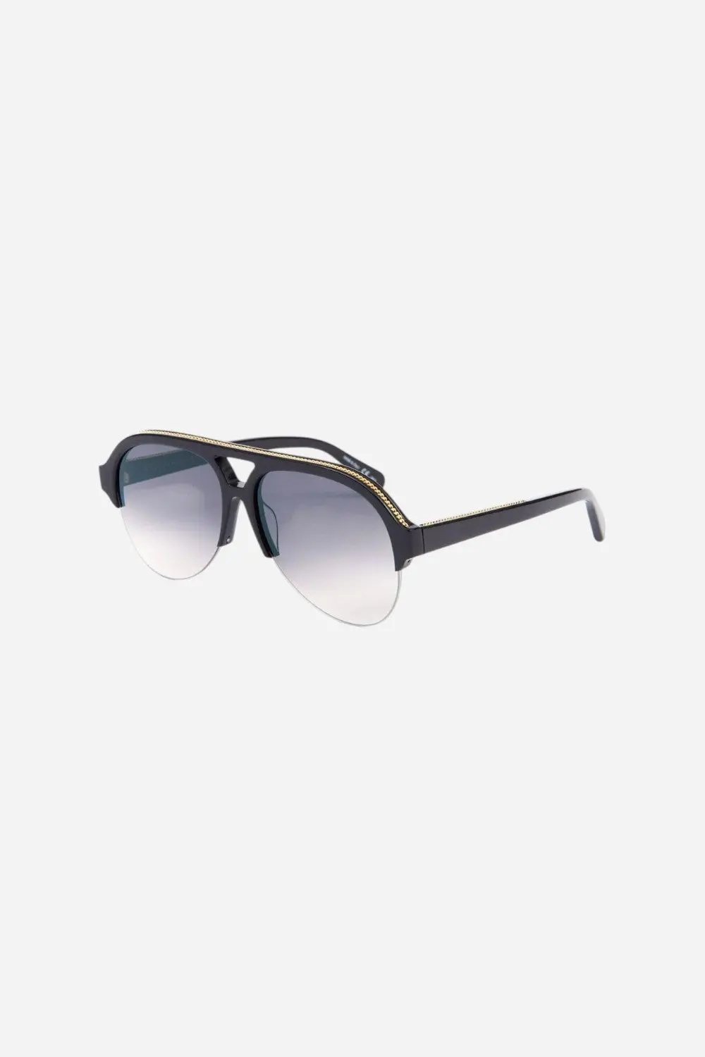 Stella Mccartney Pilot Sunglasses, Black With Gold Trim 1
