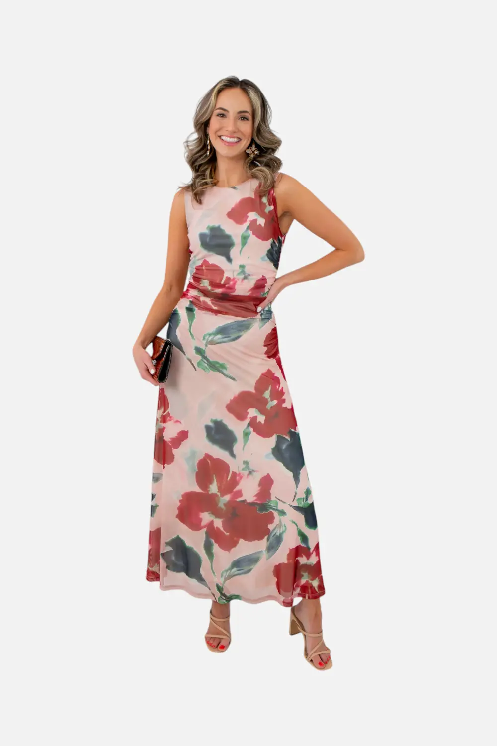 Minkpink Women's Arabella Mesh Midi Dress In Red Floral 1