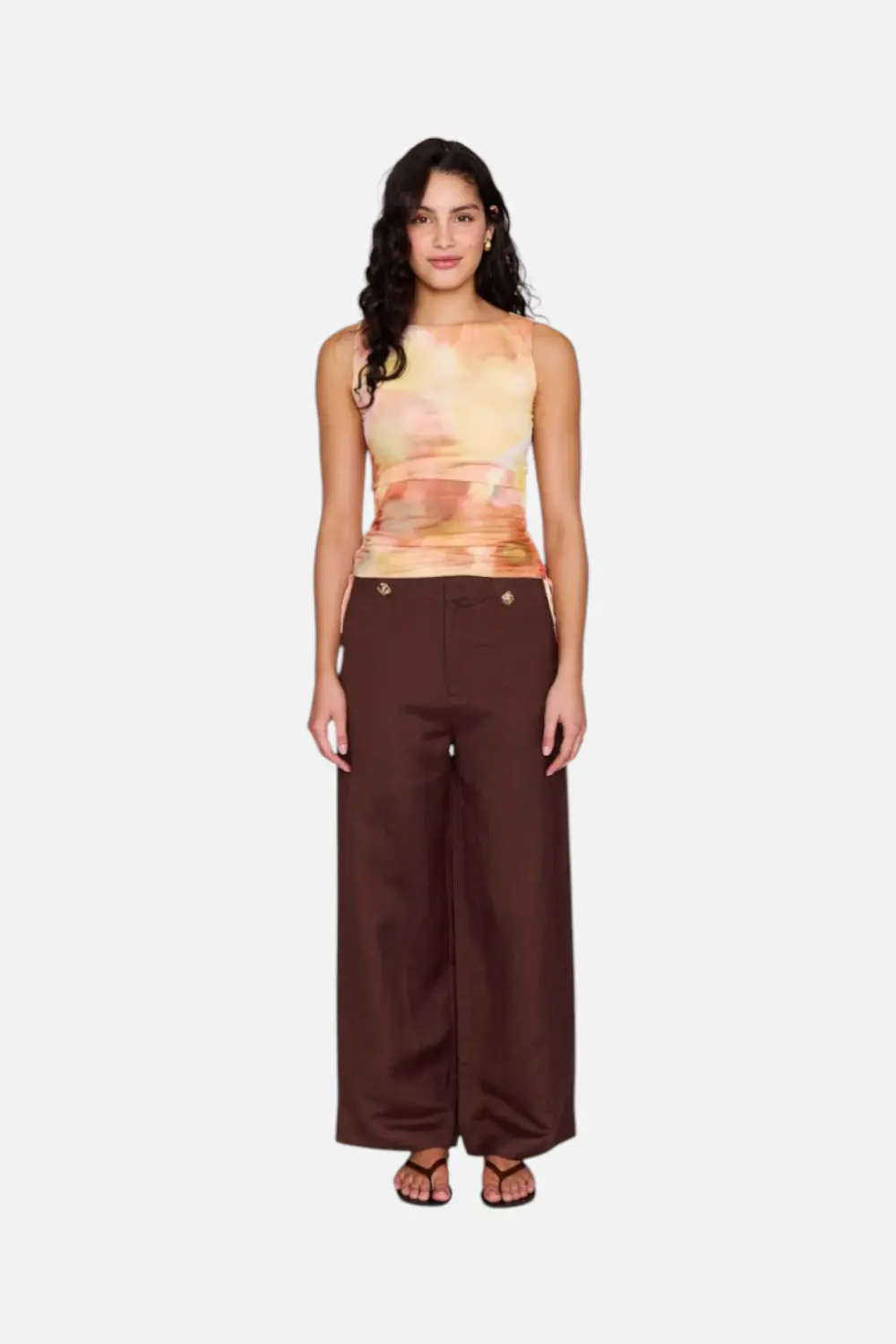 Minkpink Women's Aria Drawstring Mesh Top In Watercolor 1