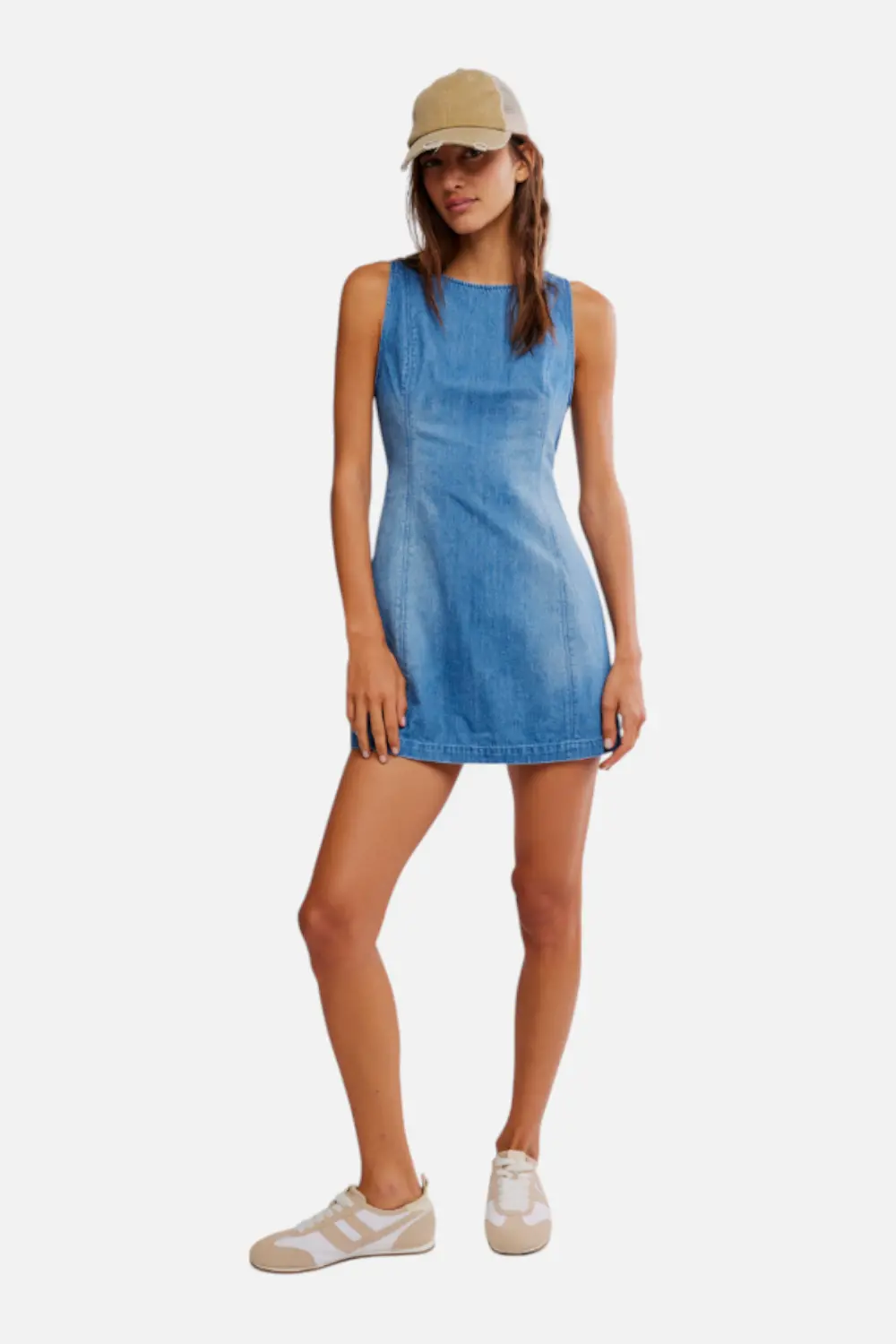 Free People Atlas Denim Mini Dress In Blue Fade 1