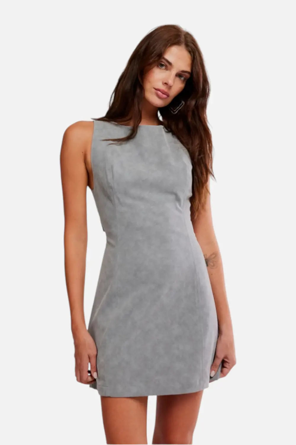 Free People Atlas Suede Mini Dress In Wild Dove 1