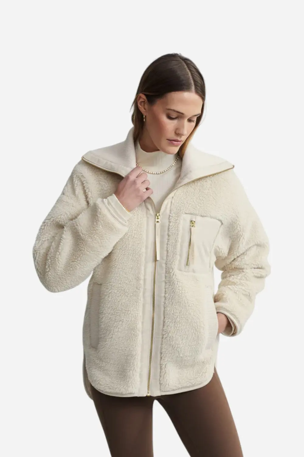Varley Myla Zip Through Jacket In Sandshell 1