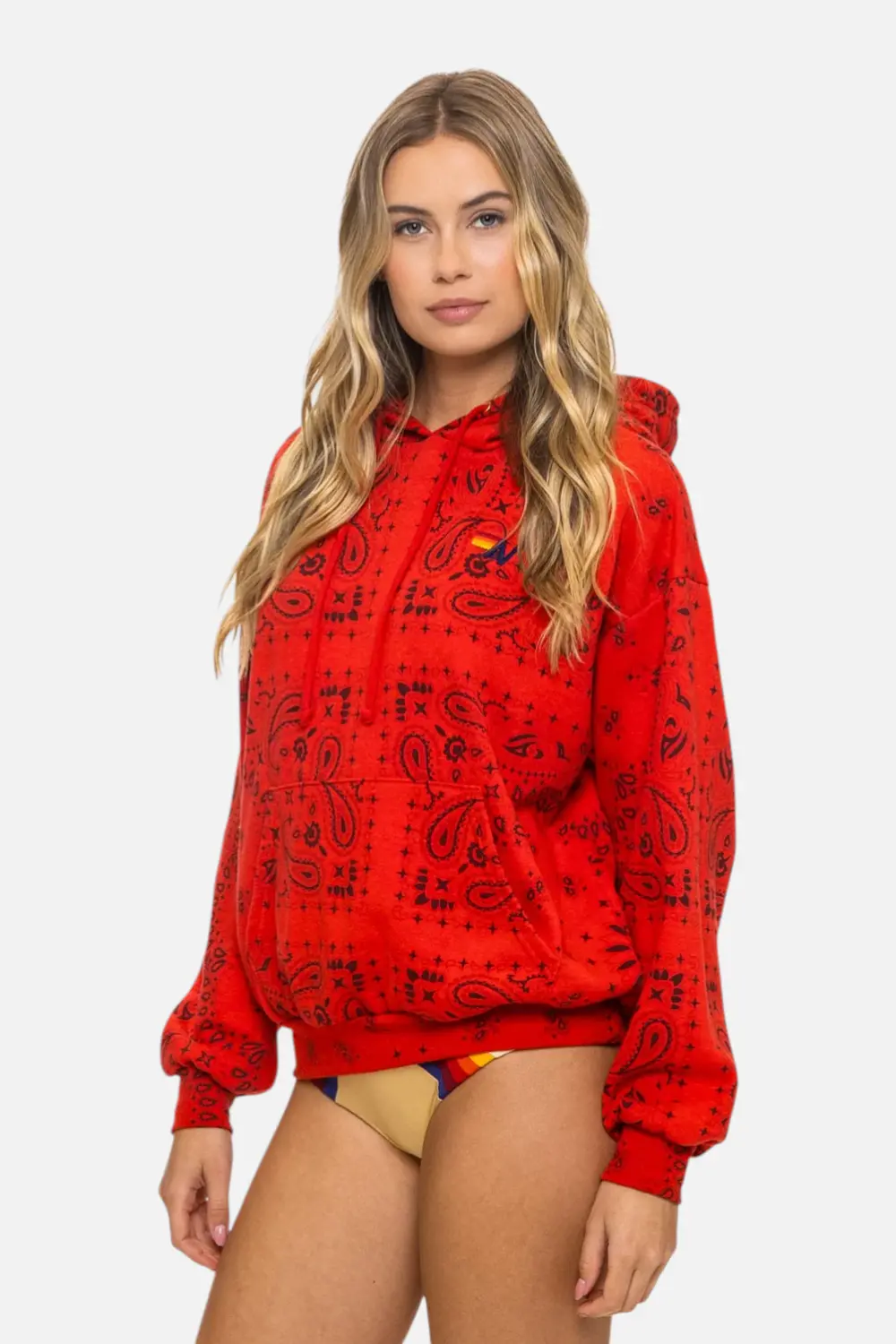 Aviator Nation Bandana Pullover Hoodie In Relax Red 1
