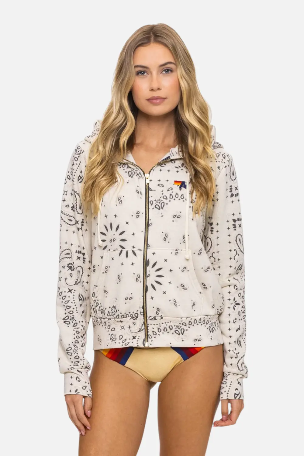 Aviator Nation Bandana Zip Hoodie In Vintage White 1