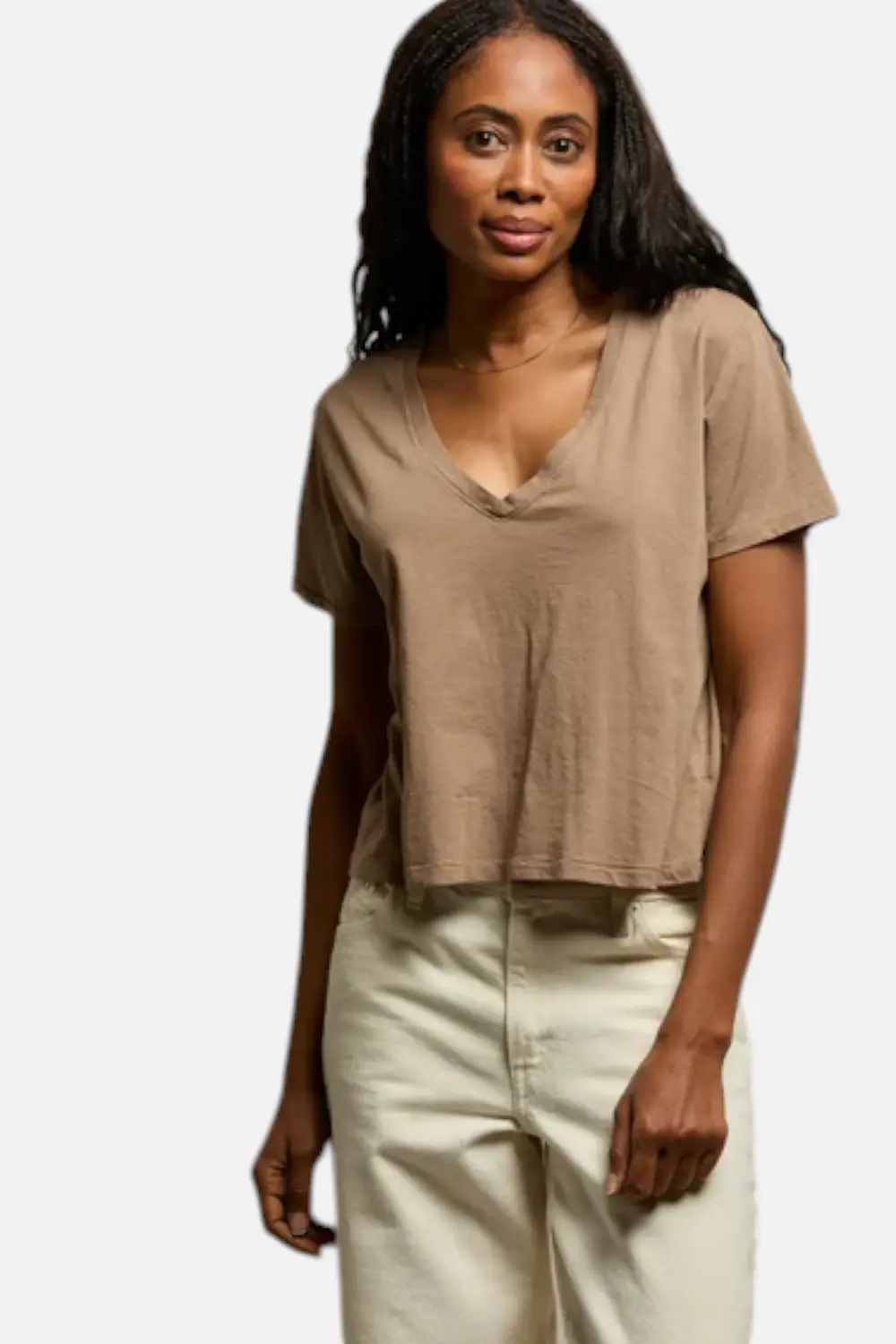 Perfect White Tee Beckett V Neck In Mocha 1