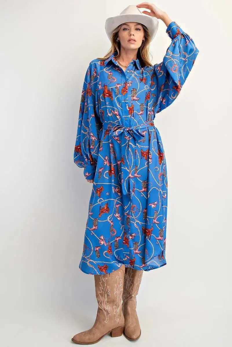 Becky Blue Cowgirl Shirt Dress 1
