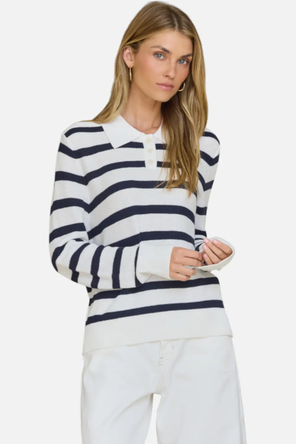 Stitches & Stripes Beth Polo In Chalk Combo 1