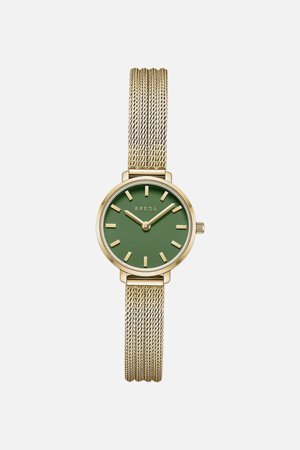 Breda Beverly Mesh Green & Gold Watch 1