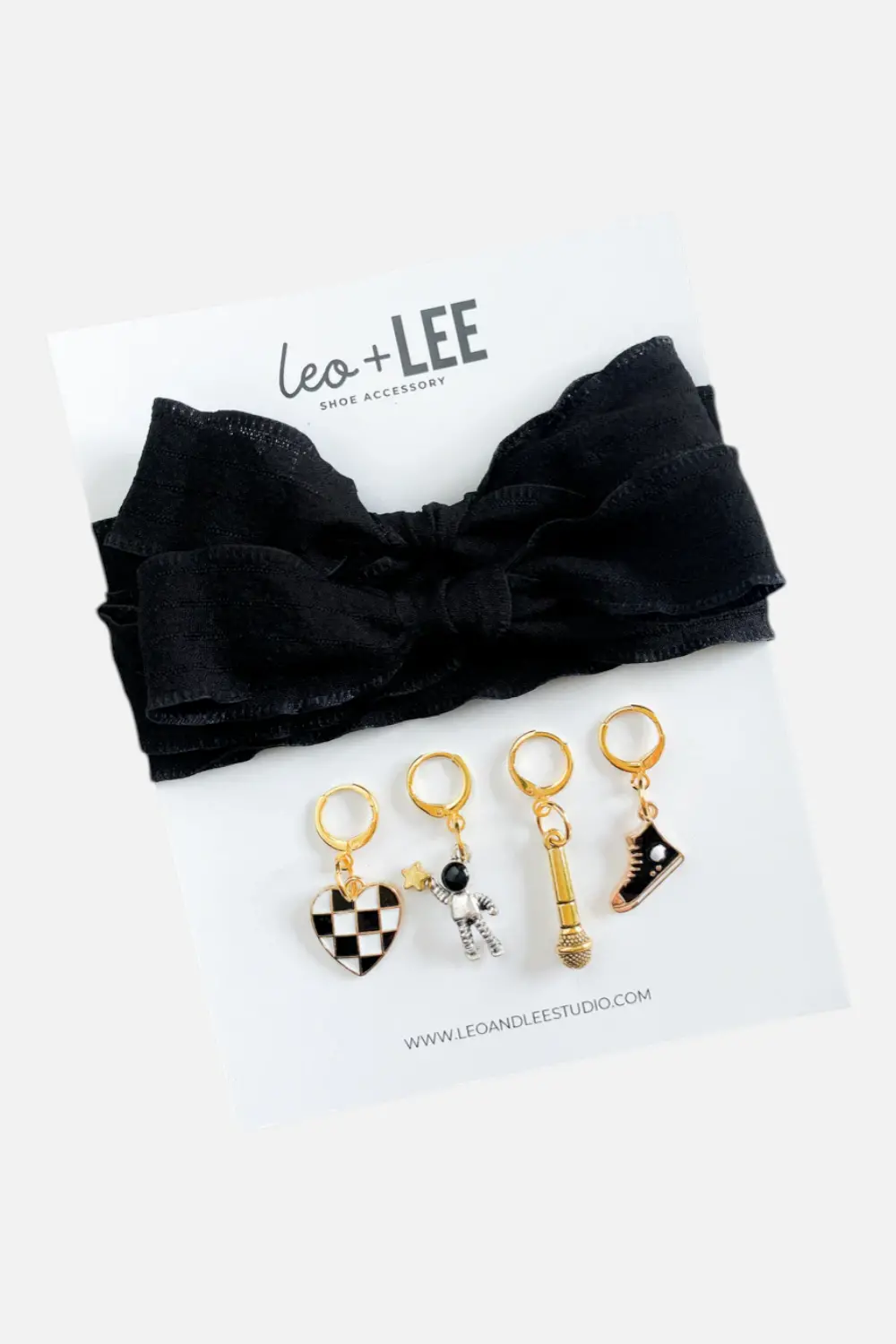 Leo & Lee Kid's Black Sneaker Laces & Charm Set 1