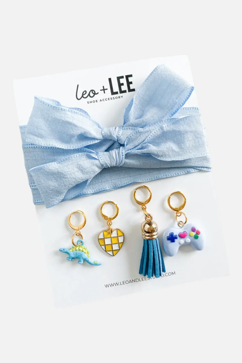 Leo & Lee Kid's Blue Sneaker Laces & Charm Set 1