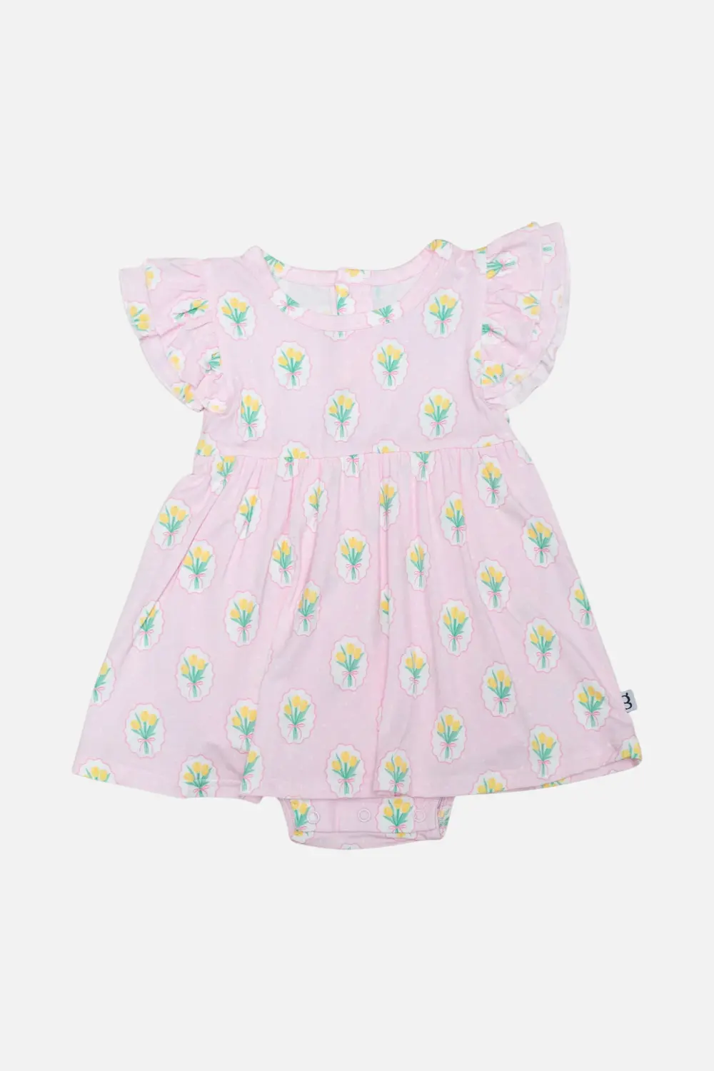 Goosies Baby Bodysuit Dress In Fancy Tulips 1