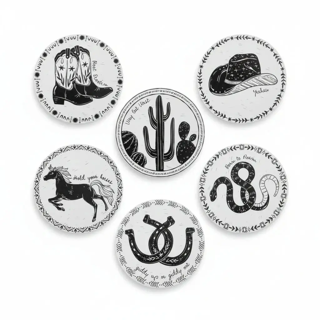 Boho Western Cowgirl Coasters (6 Pack) 1