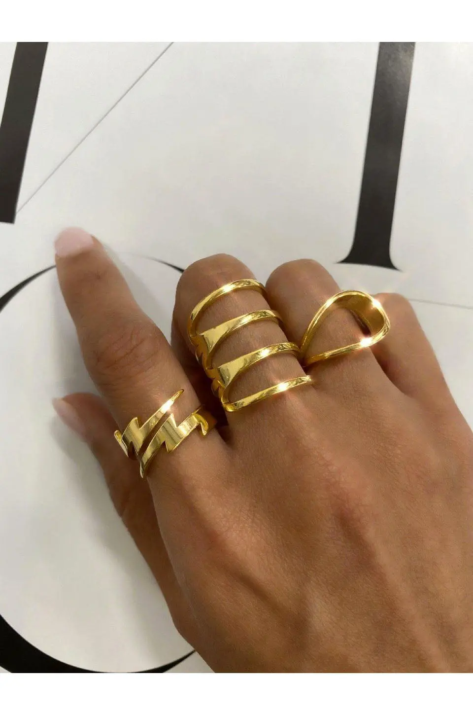 Bracha Gold Lightening Bolt Ring In Size 7 1