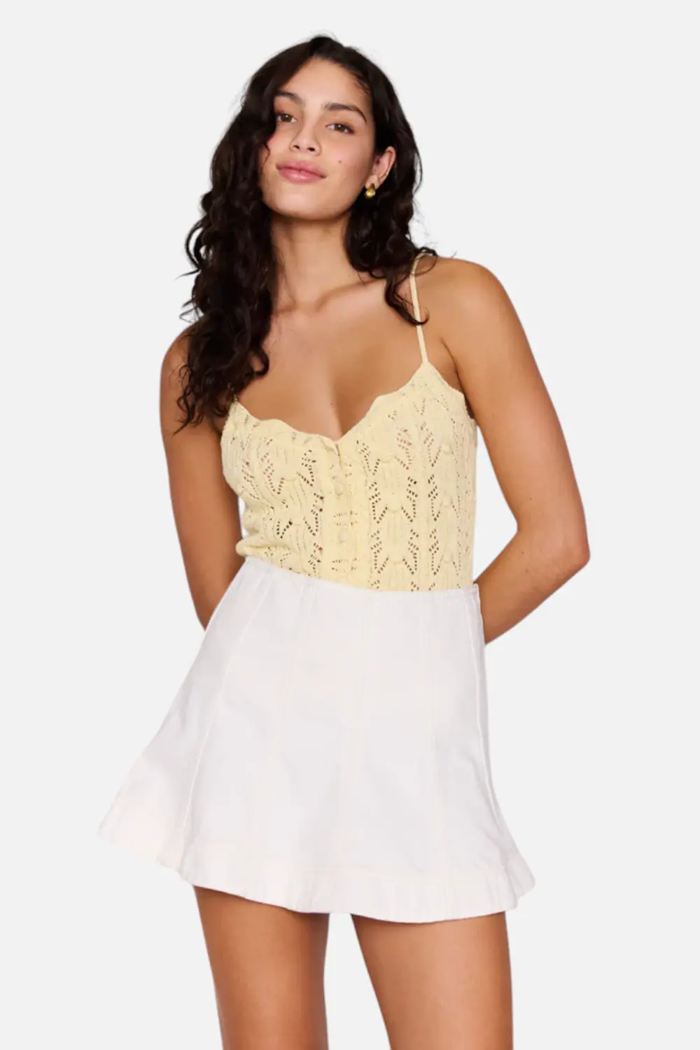 Minkpink Sienna Pointelle Knit Cami In Butter 1