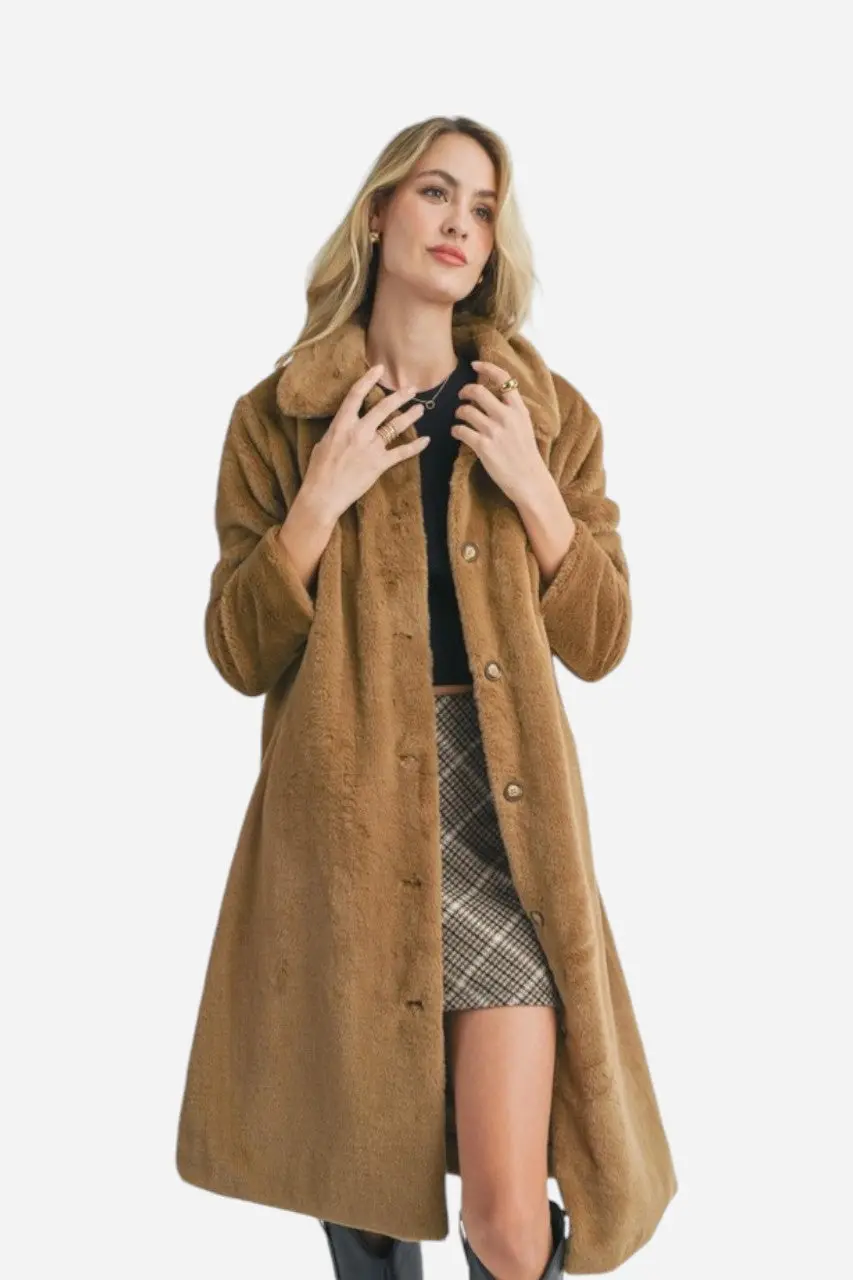 Sadie & Sage Eden Faux Teddy Bear Long Coat 1