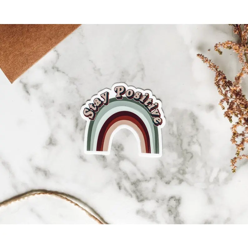 Stay Positive Boho Rainbow Sticker 1