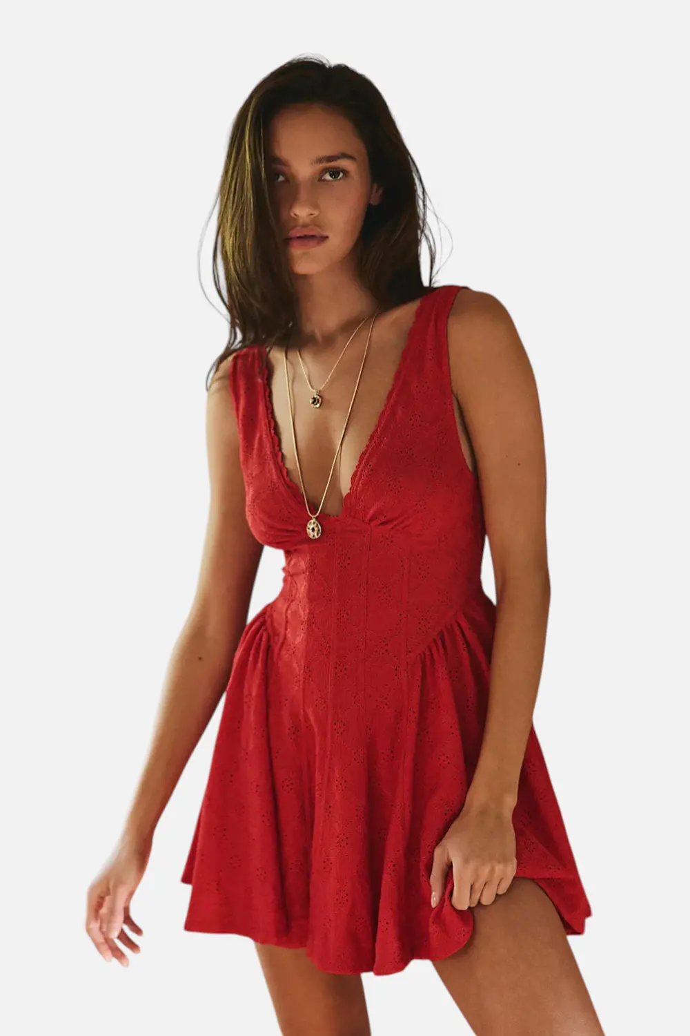 Free People Can't Help It Mini Dress In High Risk Red 1