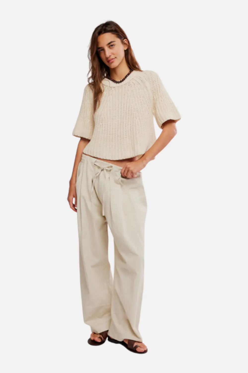 Free People Women's Chambers Laid Back Pull-On Pant In Summer Sand 1