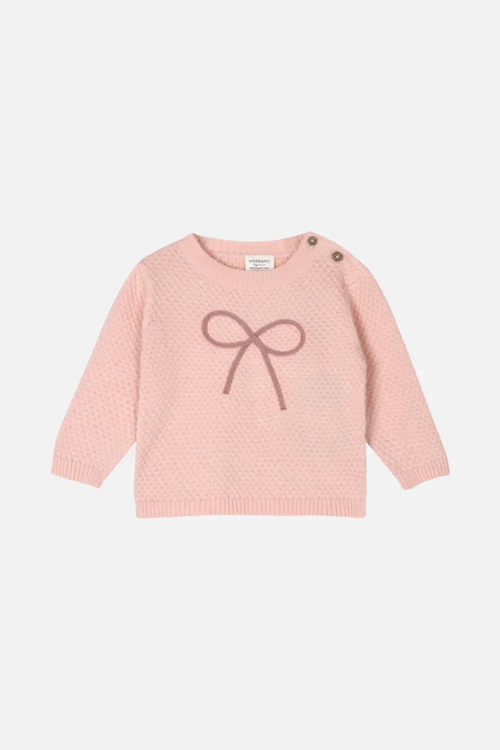 Viverano Chloe Bow Sweater Knit Baby Pullover In Pink 1