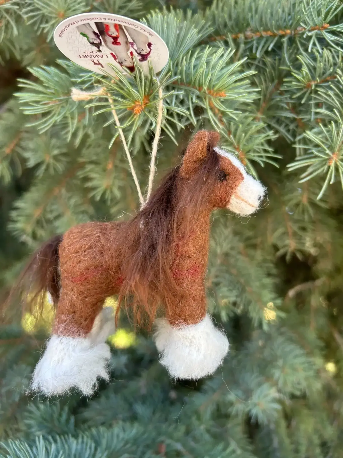 Clydesdale Hand-Felted Alpaca Ornament 1