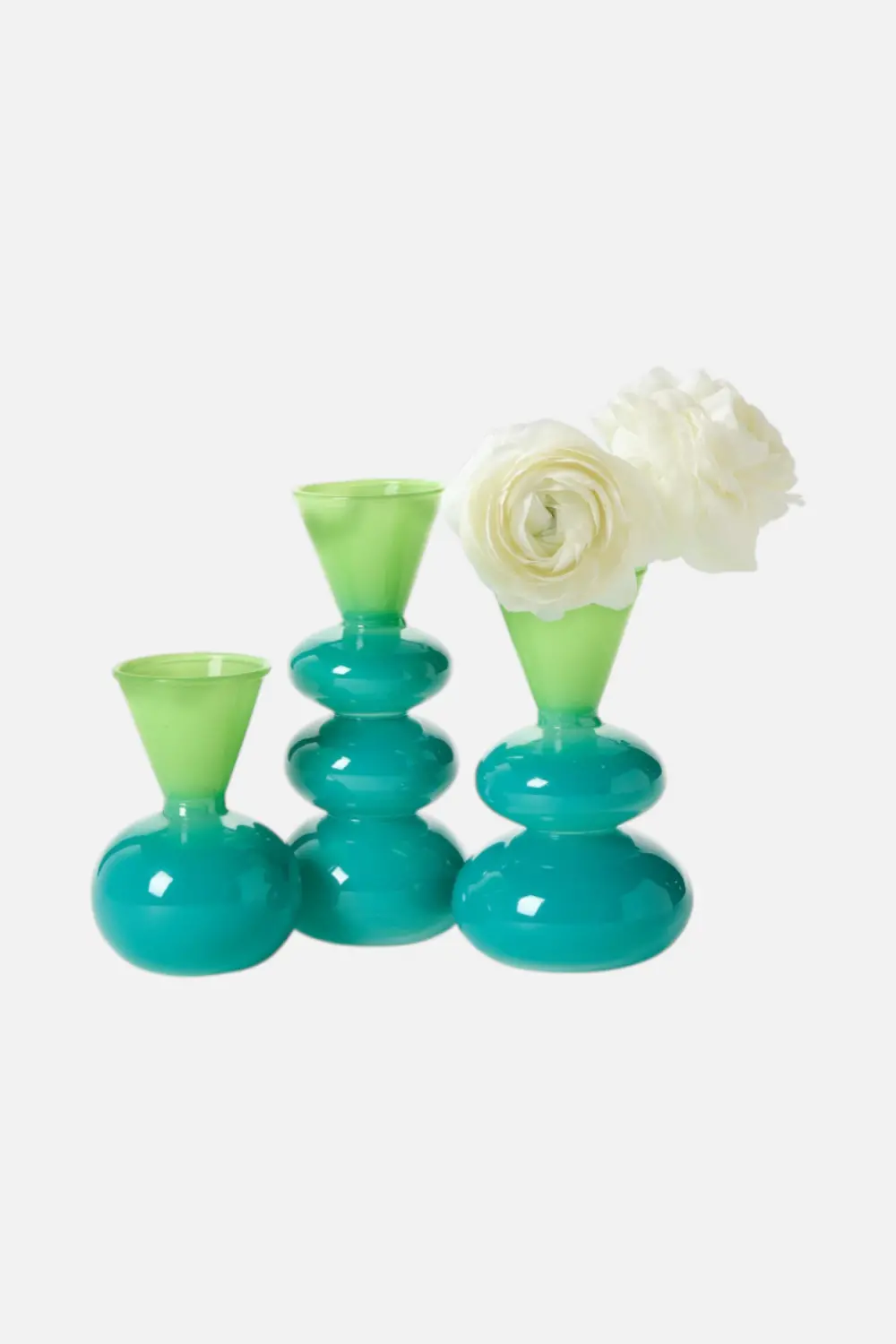 Two's Company Colorito Glass Vase In Aqua/Verde 1
