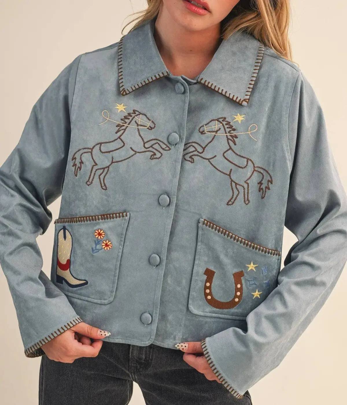 Cowgirl Embroidered Suede Jacket 1