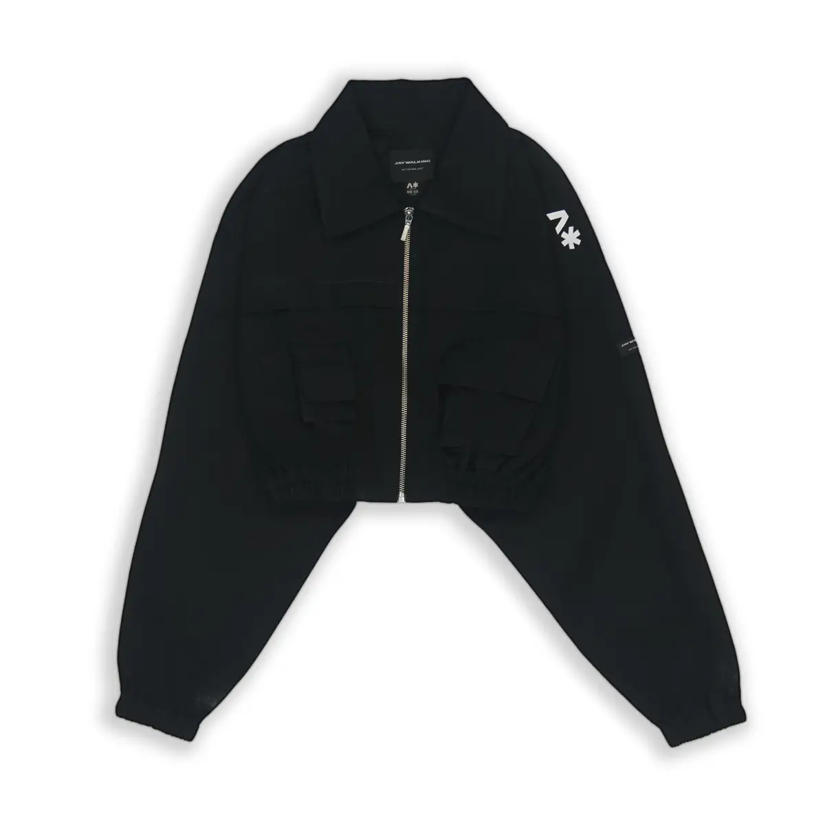 Cropped Utility Jacket In Black With Black Stitched 1