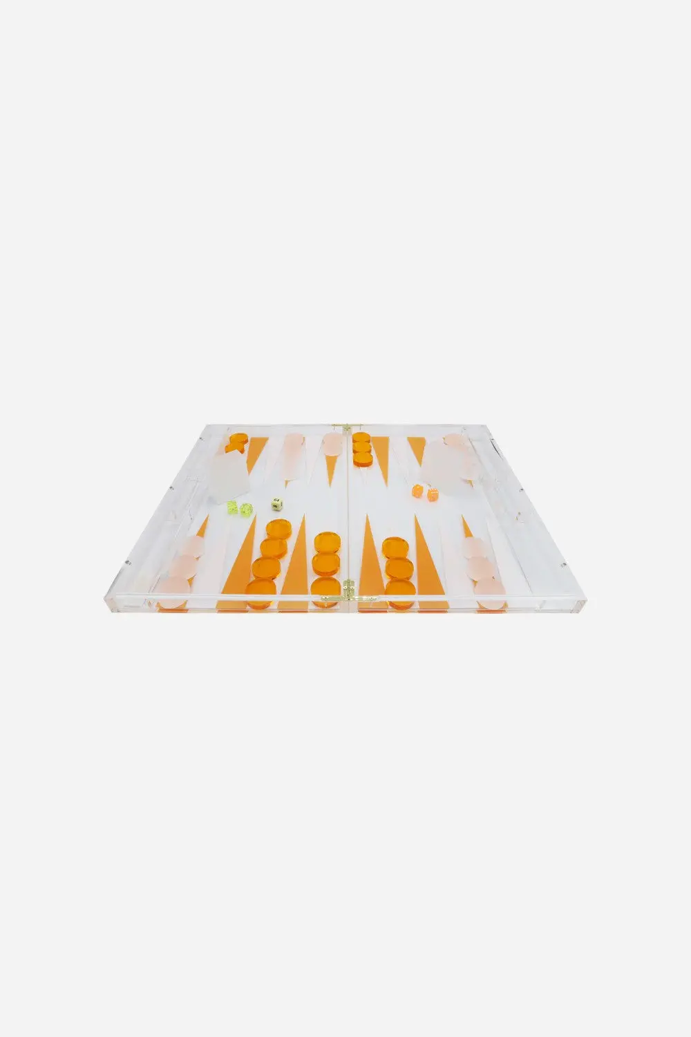 Orange & Clear Lucite Backgammon Set 1