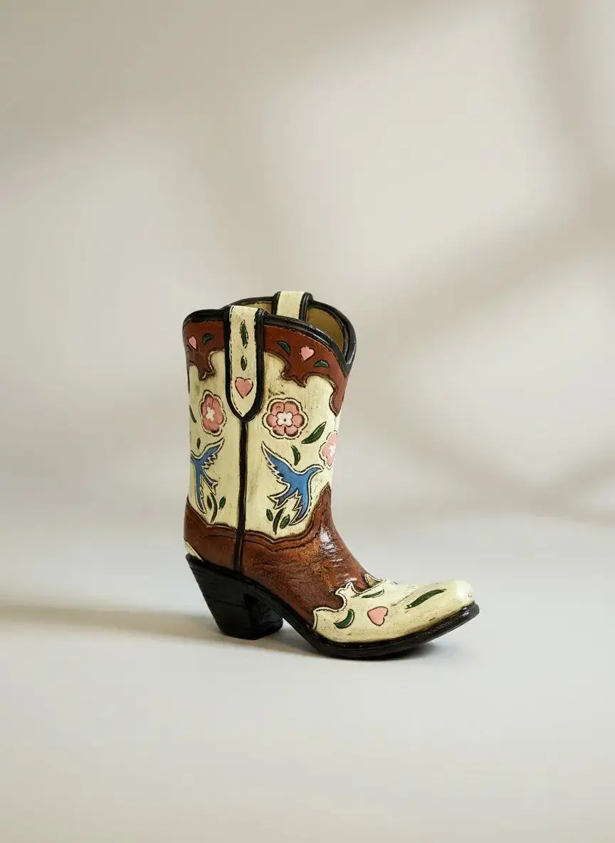 Blossom Cowgirl Boot Figurine 1
