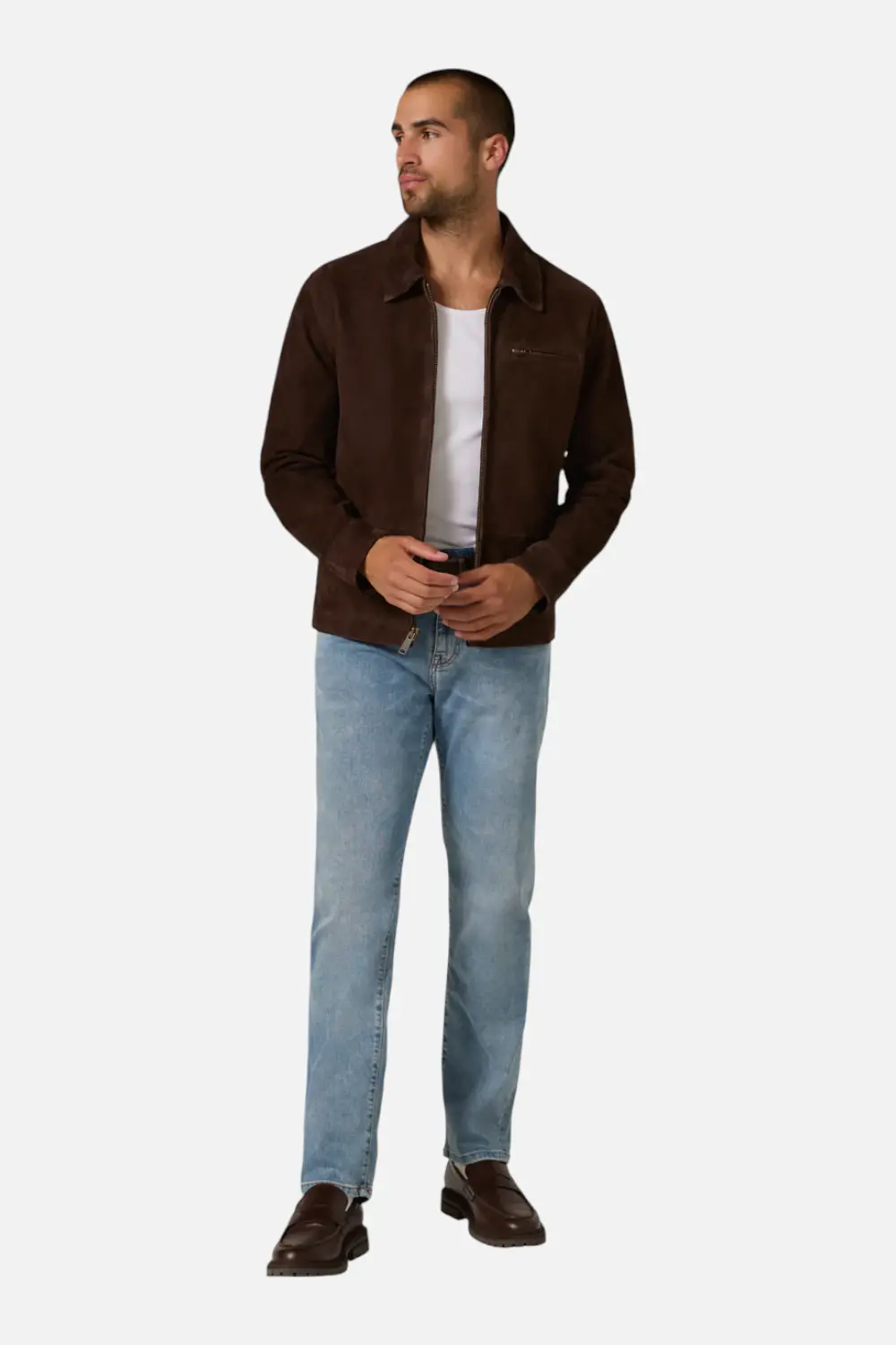 7 Diamonds Men's Drifter Leather Jacket In Chocolate 1