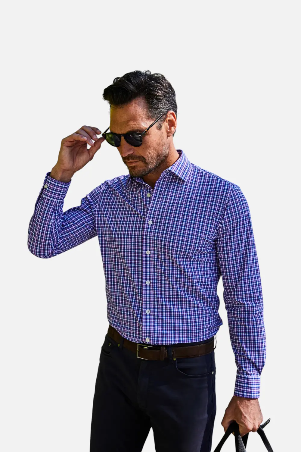 Collars & Co Apex Dress Shirt Purple And Blue Tattersall 1