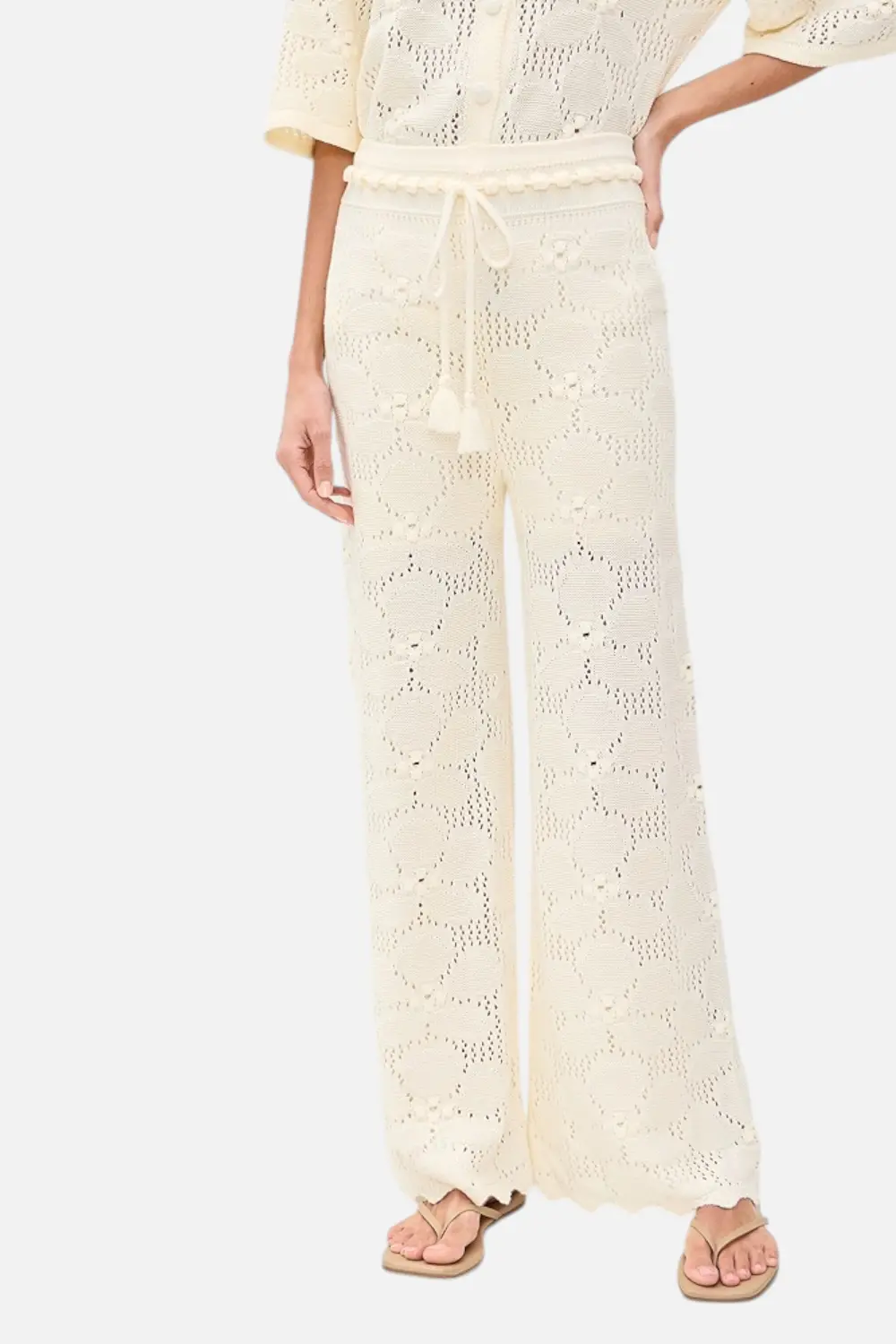 Dress To Floral Crochet Pants In Beige 1