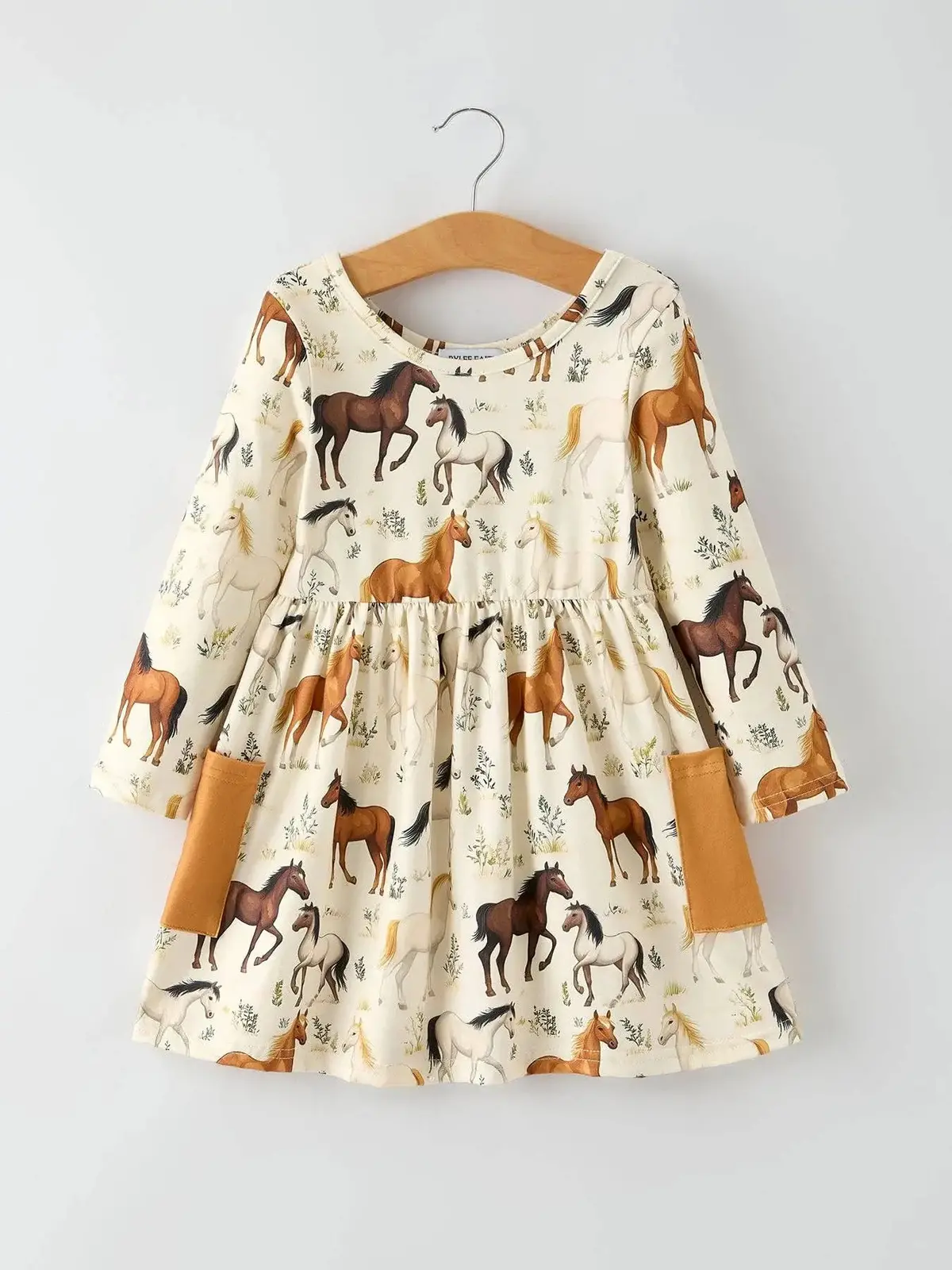 Elegant Horses Girl's Long Sleeve Dress 1