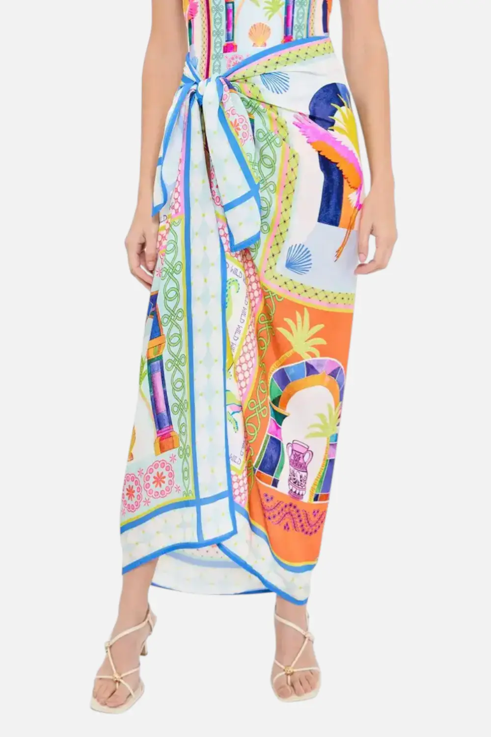 Minkpink Elysia White Multi Tropical Tile Print Sarong 1