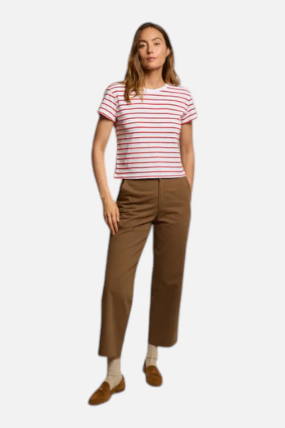 Perfect White Tee Everett Boxy In Tomato Stripe 1