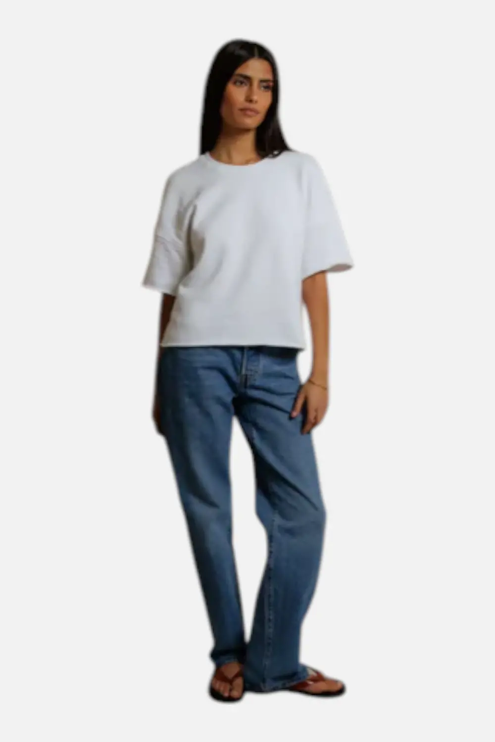 Perfect White Tee Ezra Short Sleeve Sweatshirt In White 1