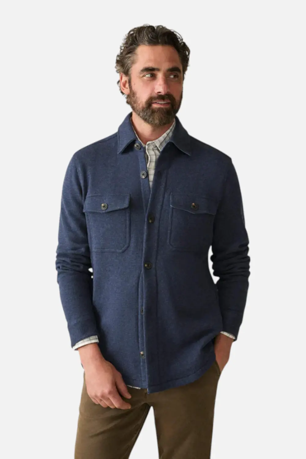 Faherty Men's Inlet Knit Cpo In Hendricks Indigo Wash 1