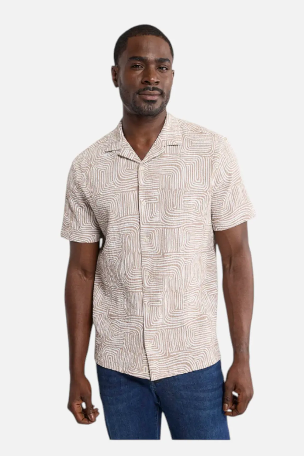 Fair Harbor Castaway Textured Camp Shirt In Wavy Sands 1