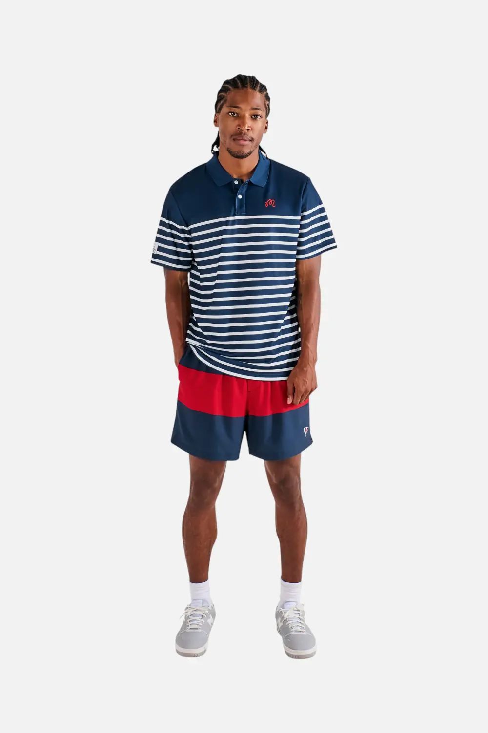 Malbon Golf Men's Fairway Spinnaker Polo In Navy And White 1