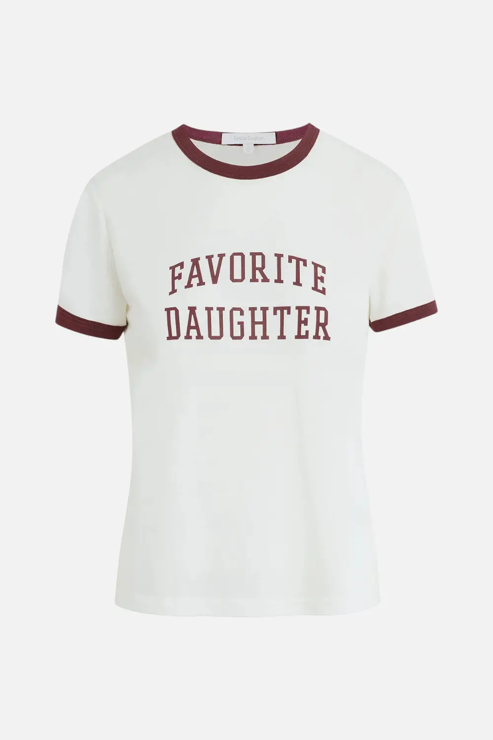 Favorite Daughter Collegiate Ringer Tee In White/Burgandy 1