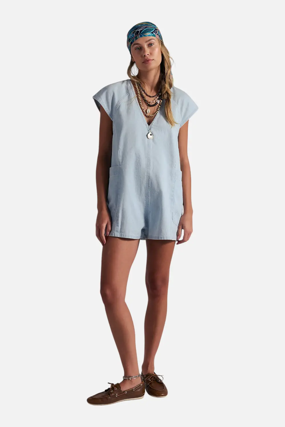Free People Free Fall Denim Romper In Water 1