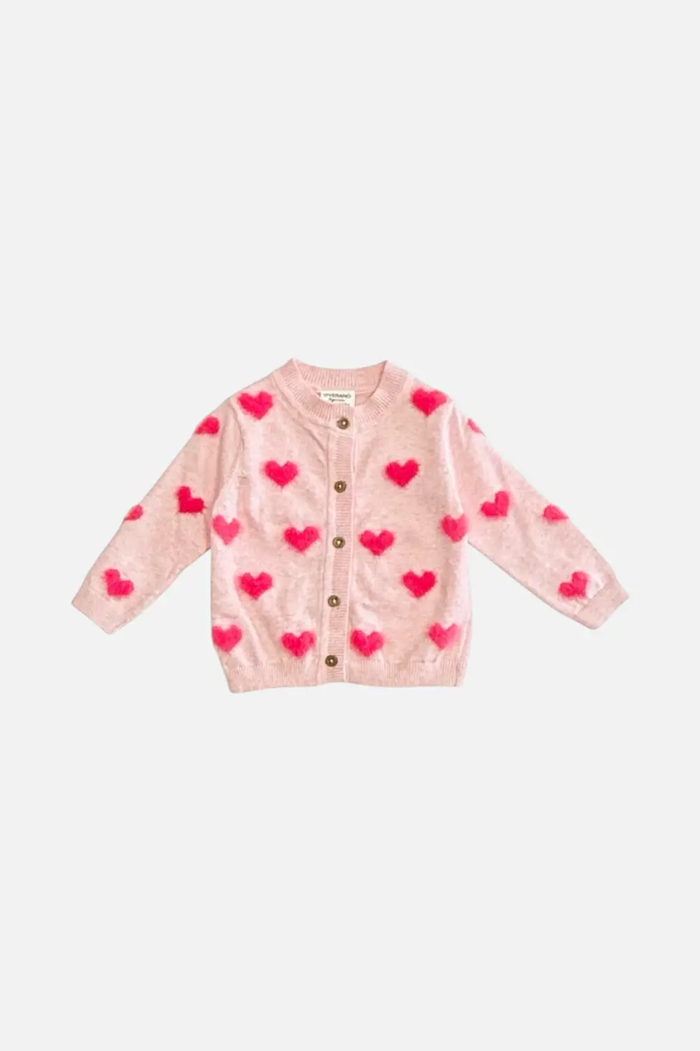 Viverano Fuzzy Hearts 3D Jacquard Knit Baby Cardigan 1