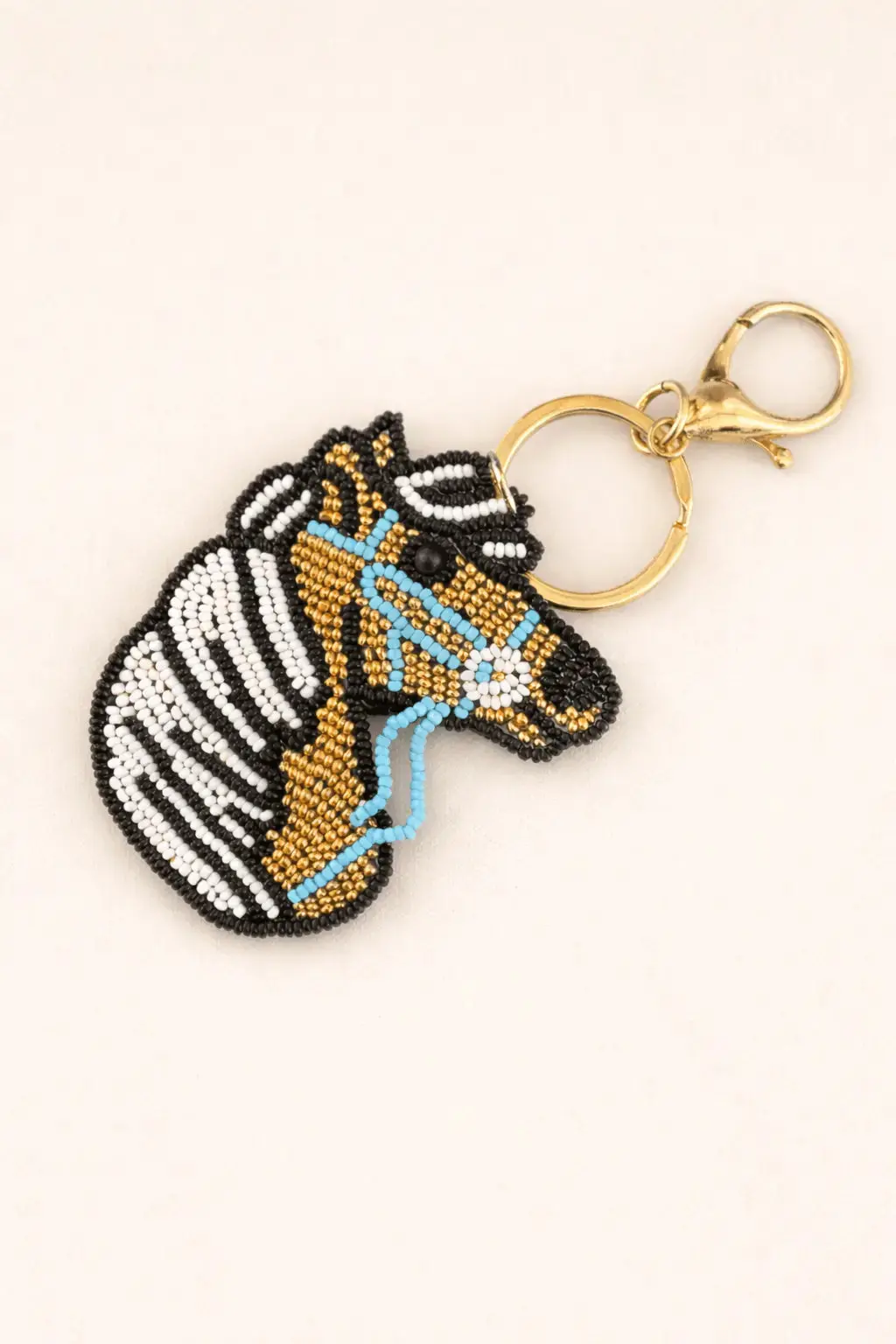 Golden Palomino Horse Hand-Beaded Keychain 1